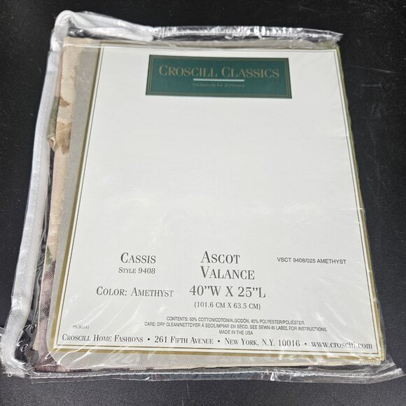 Croscill Ascot Valance Window Treatment 40x25 Classics Cassis Plum Amethyst Curt - Picture 7 of 8